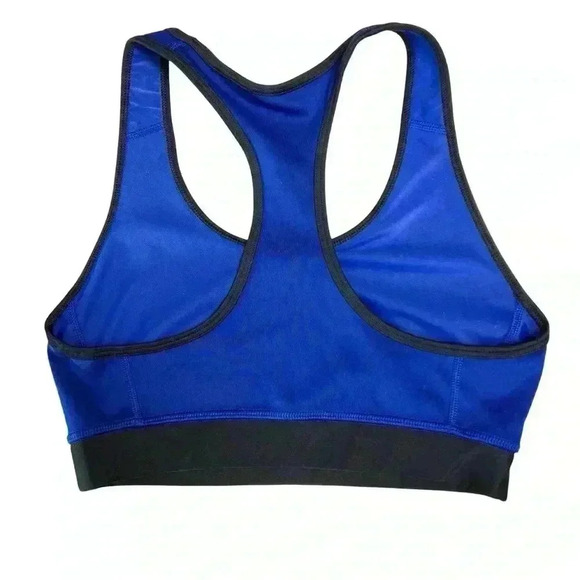 adidas Racerback Blue Sports Bra ClimaLite Metallic Logo Women's Small - Picture 2 of 5